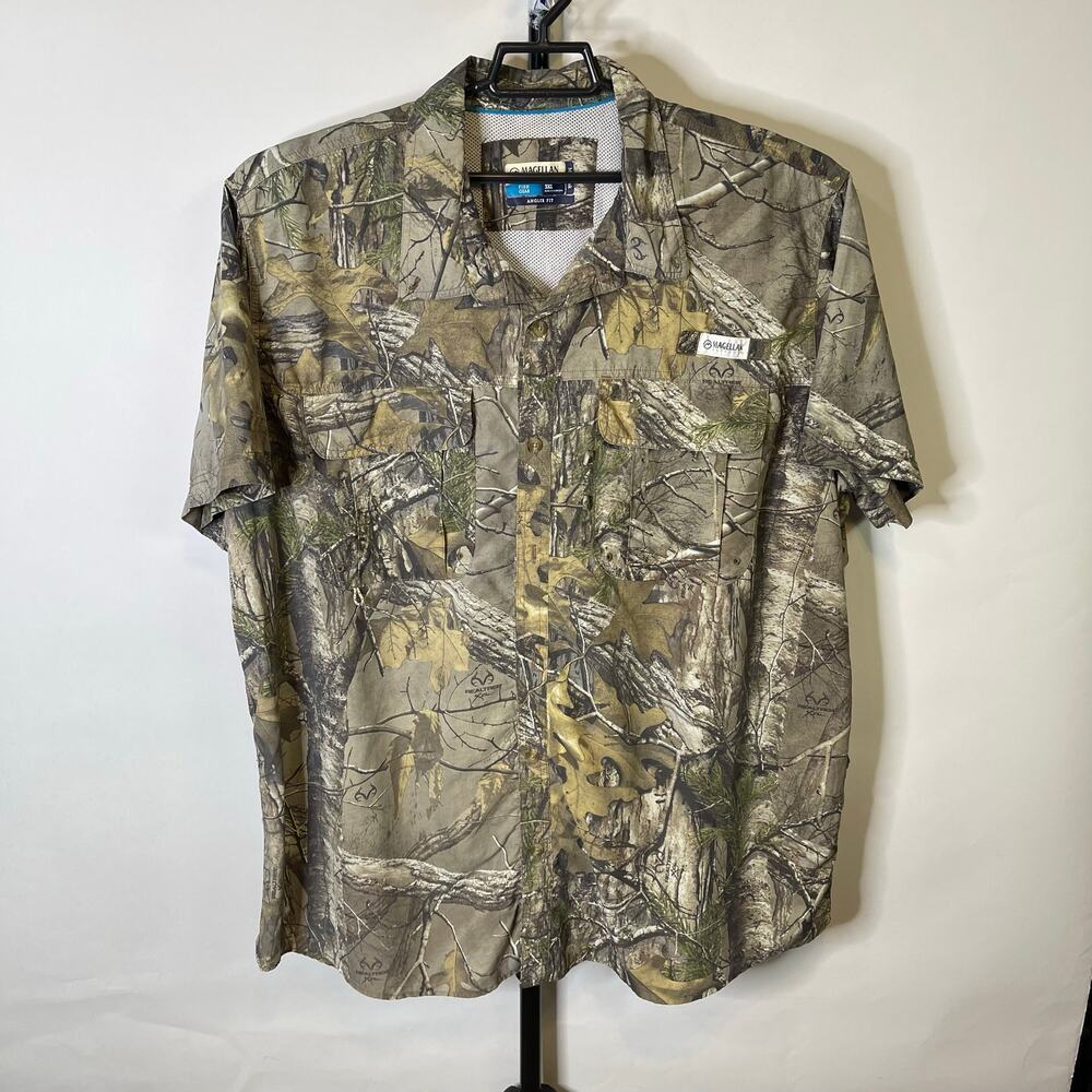 Magellan Outdoors Camo Fish Gear Shirt Size 3XL Mens